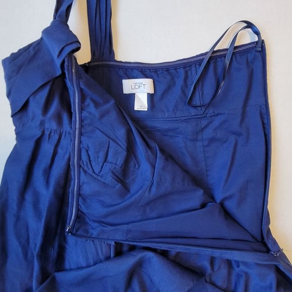 Ann Taylor Loft Sleeveless One Shoulder Dress, Royal Blue, Size 4 - Picture 5 of 10